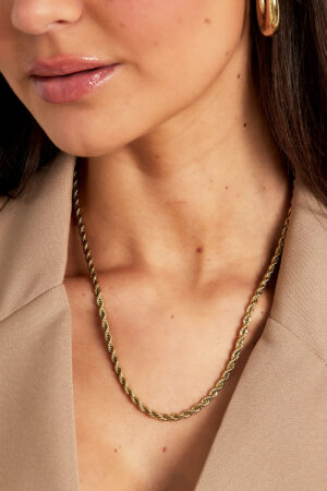 Gold unisex necklace twisted 50cm - 4.00mm
