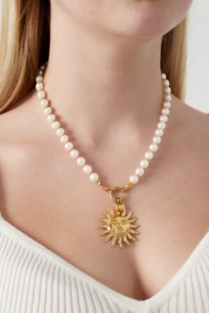 Sun and Pearl Pendant Necklace
