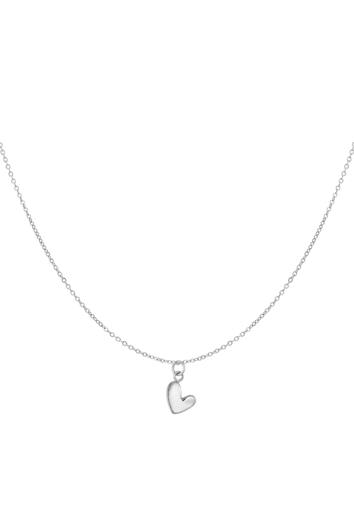 Silver classic necklace with mini heart - Image 2