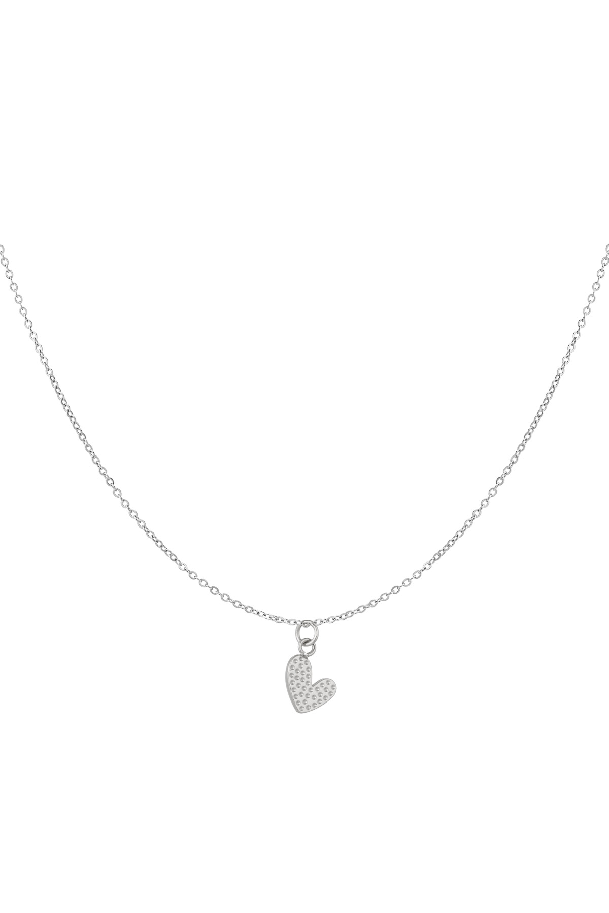 Silver classic necklace with mini heart - Image 3