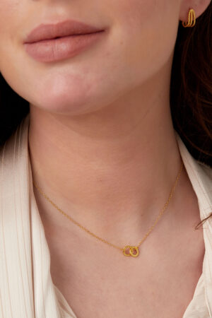 S925 Necklace with Two Linked Mini Rings