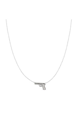 Silver Handgun Pendant Necklace