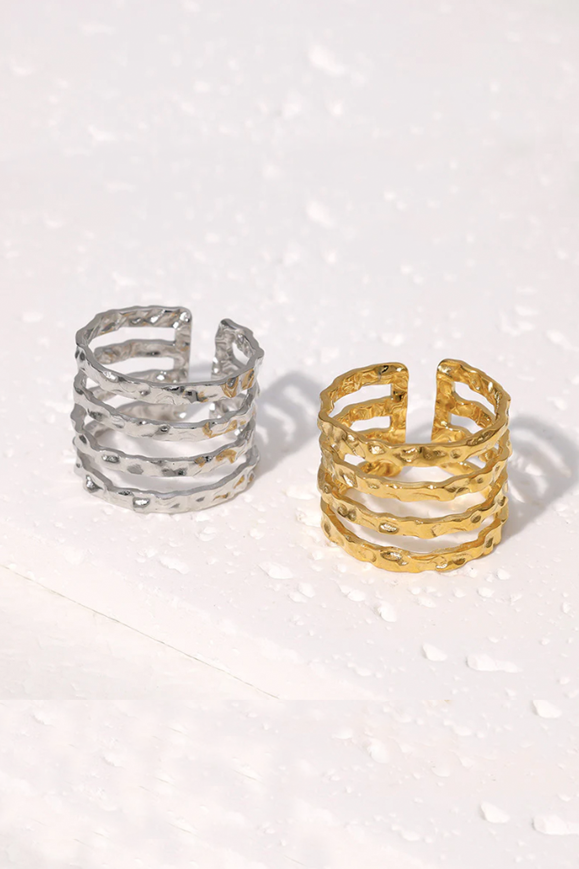 Gold Hammered Ring - Image 2