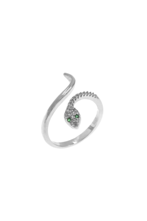 Green-Eyed Snake Ring S925