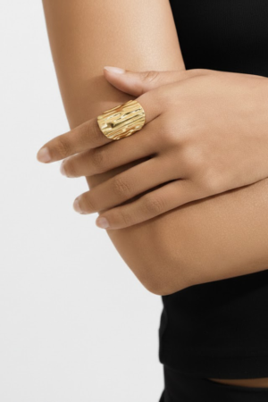 Gold Wave Texture Ring