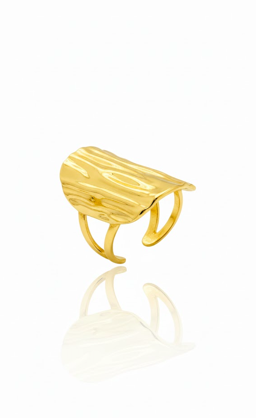 Gold Wave Texture Ring - Image 2