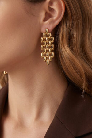 Gold Grid Earrings