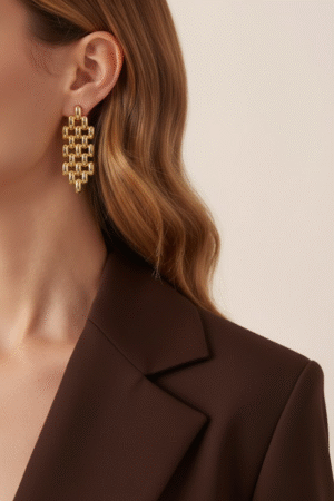 Gold Grid Earrings