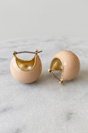 Hoop Earrings with Nude Enamel