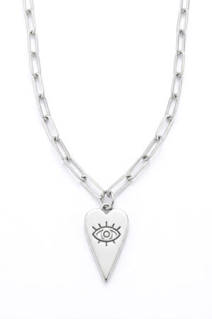 Silver Heart Eye Necklace
