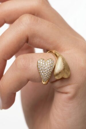 Double Gold Heart με Ζιργκόν