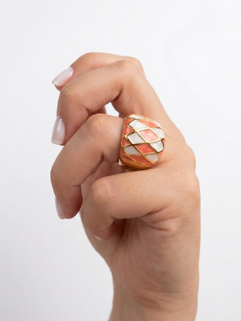 Δαχτυλίδι Coral & White