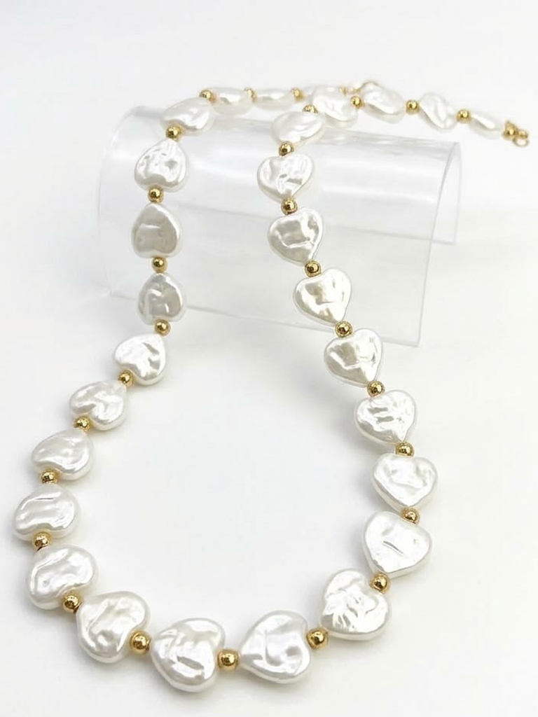 Pearl Heart Steel Necklace